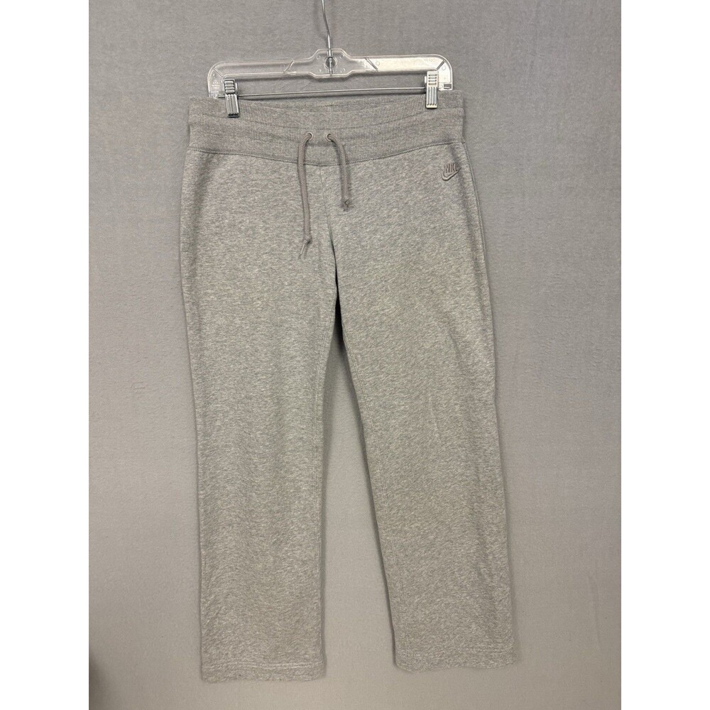 Nike Womens Gray Fleece Track Pants Sweatpants Straight Leg Drawstring Size M